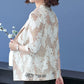 L-5XL Spring Mother Lace Coat Large Size Printed Outerwear Top Autumn Thin Small Suit for Office Lady