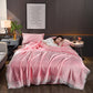 3 Pcs Set Quilt Cover Ice Silk Simulation Silk Solid Color Silk Lace Pillowcase