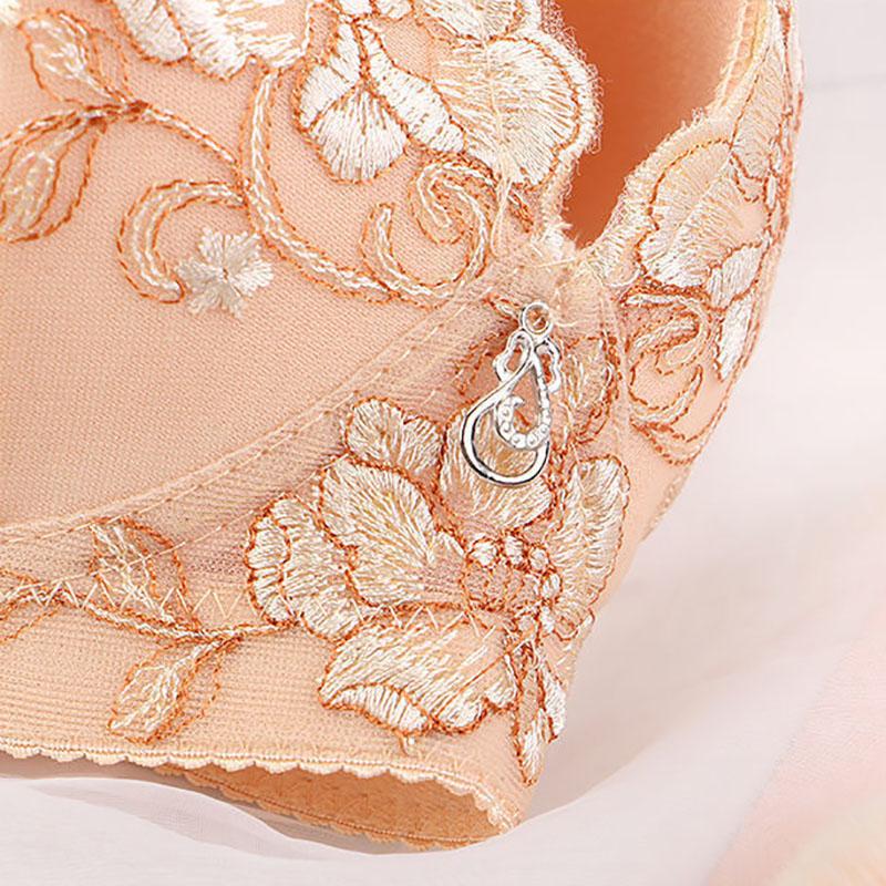High-quality Small-chested Gather Bra Women's Underwear Thin Section No Steel Ring Bra Embroidery Breast Adjustment Breathable Beauty Back Bra
