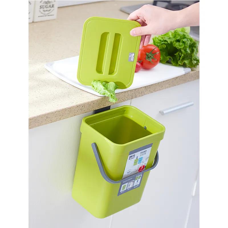 Kitchen Cabinet Door Hanging Trash Can with Lid Household Classification Wall Hanging Hanging Kitchen Waste Hanging Desktop Creative Storage