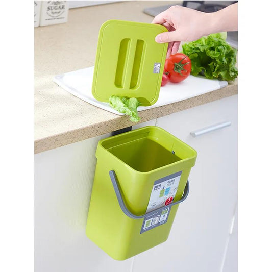 Kitchen Cabinet Door Hanging Trash Can with Lid Household Classification Wall Hanging Hanging Kitchen Waste Hanging Desktop Creative Storage