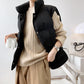 Thick Cotton Vest Women's Short Autumn and Winter Loose Sleeveless Warm Coat Stand Collar Vest
