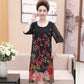 Middle-aged mother L-XXXXL Women's summer dressChiffon Veil Short sleeve Round neck printing Daily wear