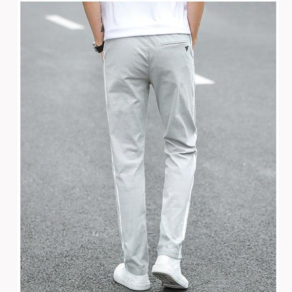 Spring Summer Casual Pants Men's Loose Youth Sports Pants All-match Trousers Solid Color Stripes Pencil Pants