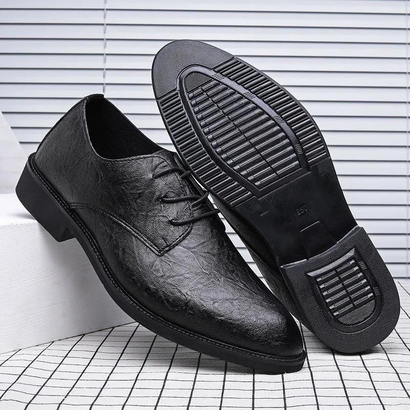 Men's Personality Printed Black Business Dress Shoes Men's Shoes Vintage Design Men's Casual Leather Shoes