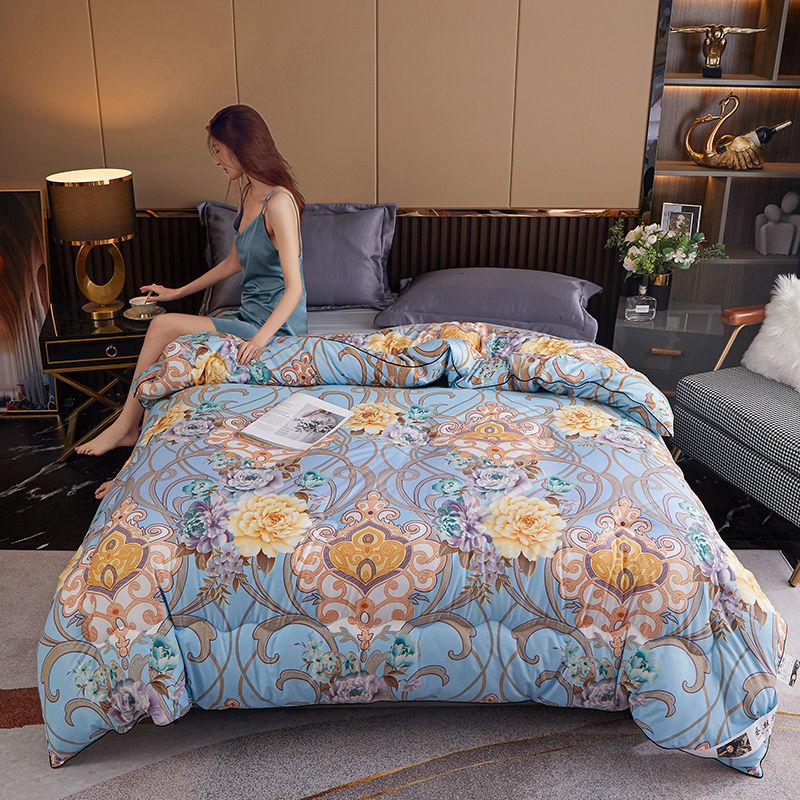 Printed Silk Quilt Chinese Classic Quilt Thick Warmth Large Quilt High-end Bedding