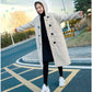 Horn Button Woolen Coat Women's Mid-length Autumn and Winter Quilted Thickened Hooded Woolen Coat
