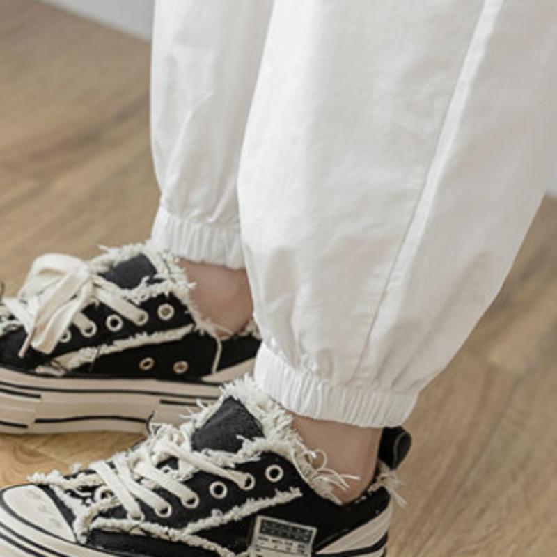 Drawstring Overalls Women's Summer Women's Korean Style Loose Bf Wind Casual Pants High Waist Harem Pants