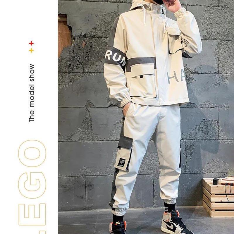 Three-piece Men's Spring and Autumn Sports Suit Youth Casual Work Clothes Jacket Tooling Suit Hooded Casual Sportswear