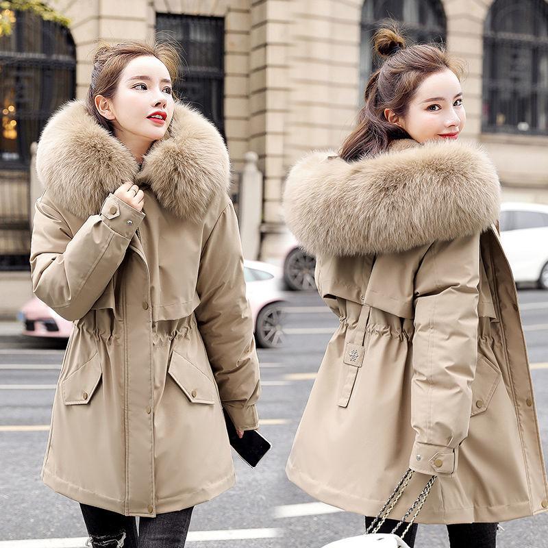 Plus Velvet Thicker Pie To Overcome The 2021 New Down Padded Jacket Women's Mid-length Winter Korean Version of The Loose Large Fur Collar Jacket