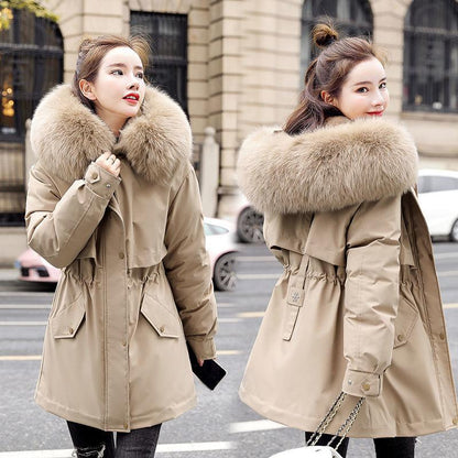 Plus Velvet Thicker Pie To Overcome The 2021 New Down Padded Jacket Women's Mid-length Winter Korean Version of The Loose Large Fur Collar Jacket
