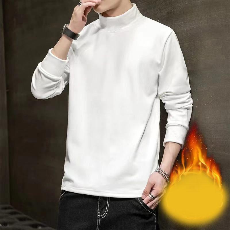 Winter Half-high Collar Men's Plus Velvet Loose Loose Bottoming Shirt To Keep Warm and Comfortable