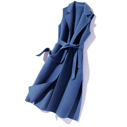 Double-sided Fleece Jacket Mid-length Waistcoat Women Loose Windbreaker Jacket Women Send Belts Waist and Thin