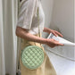 Diamond Lattice Round Bag Metal Chain Pu Leather Messenger Bag Women Outing Trip Large Capacity Crossbody Bags