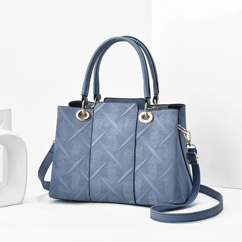 Luxury Top-Handle Bags Solid Color High Quality PU Leather Handbags for Women Bags Large Capacity Personality European Style Crossbody Bag