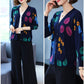 3D Leaf Printed Cardigan Women High-end Plus Size Cardigan  Short Knitted Jacket Wool Cardigan  Outer Wear