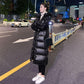 Winter Bright Face Ladies Long Padded Jacket with Hooded Stand-up Collar Slim Fit Thick Warm Down Padded Jacket Simple and Versatile Loose Warm Jacket