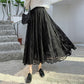 Women Lace Skirt Mid-length A-line Skirt Plus Size Summer Ruffled Elastic Waist Sandy Beach Vacation Daily