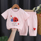 Children's Suit Summer Thin Short Sleeve Suit Boys and Girls Loose Korean Printed Animal T-shirt Shorts Two Piece Set