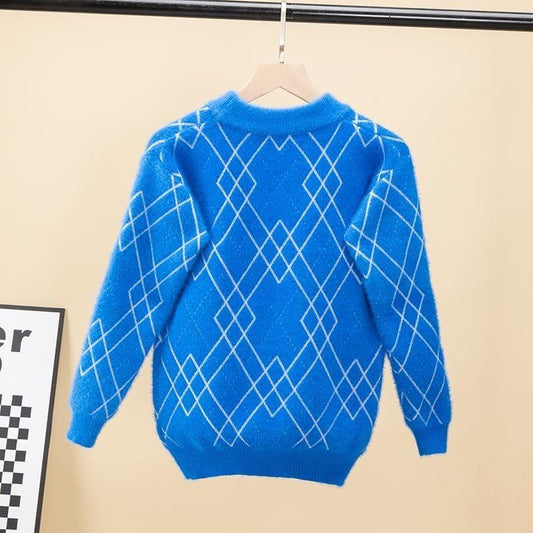 Boys Mink Fleece Sweater To Keep Warm Autumn and Winter Big Middle and Small Children's Fashion Thick Knitted Bottoming Shirt