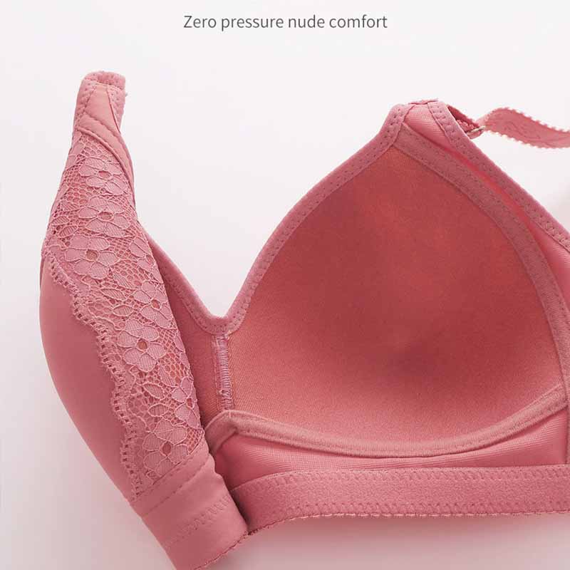 Thin Breathable Large Size Lace Edge Design No Steel Ring Sponge Cup Soft Skin-friendly Upper Support Side Gather Fashion Beauty Back Bra