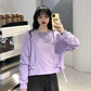 Sweatshirt Women Spring and Autumn Purple Blouse Women Sweet Loose Hoodi