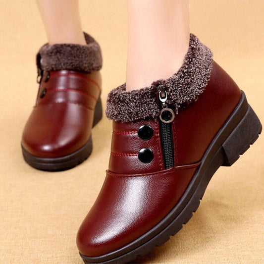 Women Autumn and Winter Cotton Shoes  Fleece Warm Waterproof Non-slip Ladies Cotton Shoes