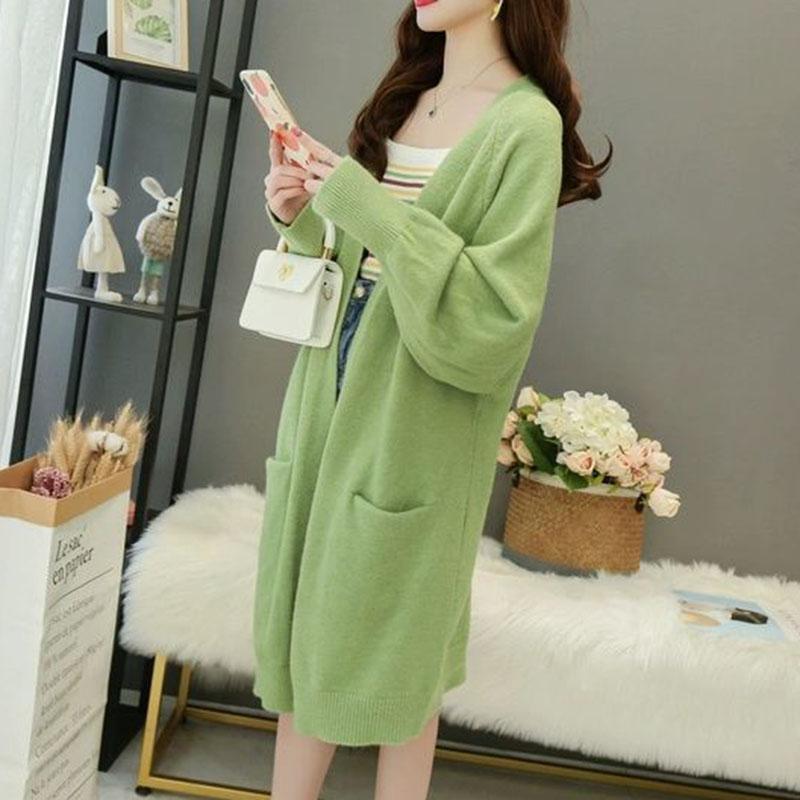 Mid-length Cardigan Sweater Spring and Autumn Loose Outer Tops Spring Casual Knitted Women's Jacket