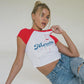 Summer Women's T-shirt Fresh and Sweet Round Neck Pullover Print Crop Top Mercury Raglan Graphic Y2K Tee