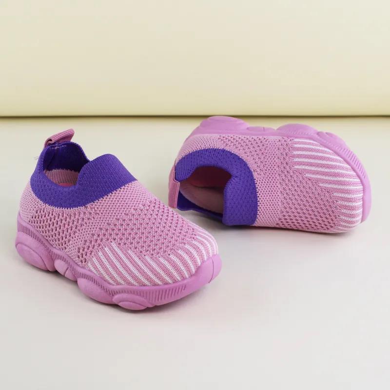 Three Colors Boys' One-step Sneakers Flying Woven Breathable Soft-soled Non-slip Casual Shoes Girls Lightweight Sneakers