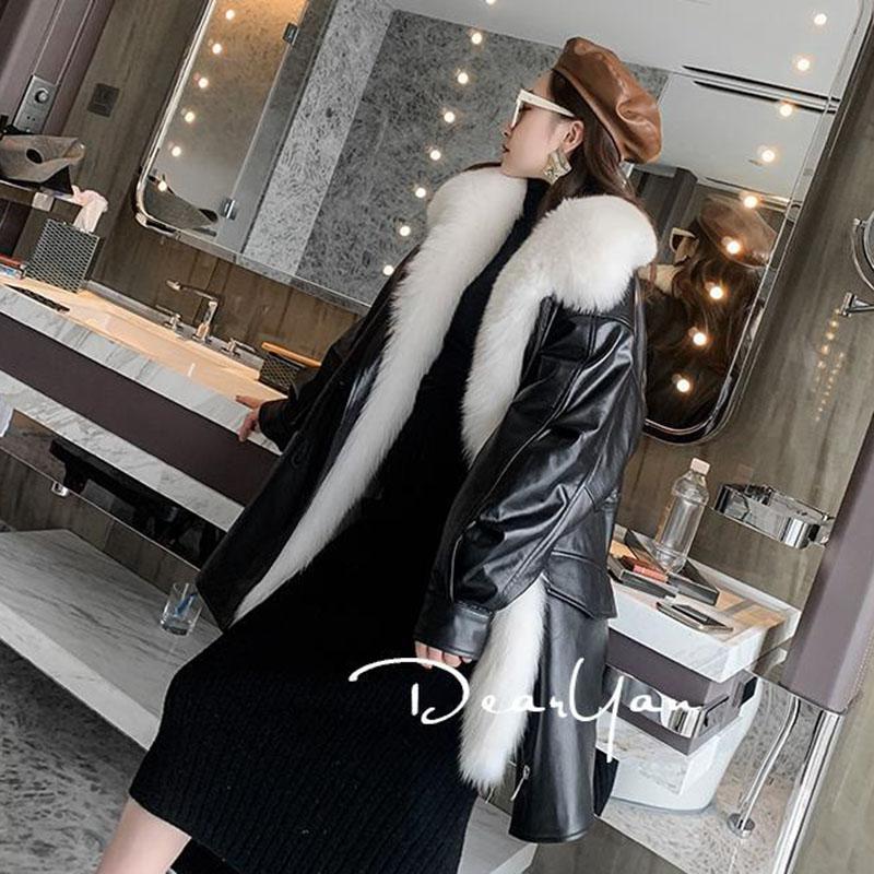 Parkas Women's Mid-length Detachable Full-hair Liner Fur Jacket Leather Fur Jacket
