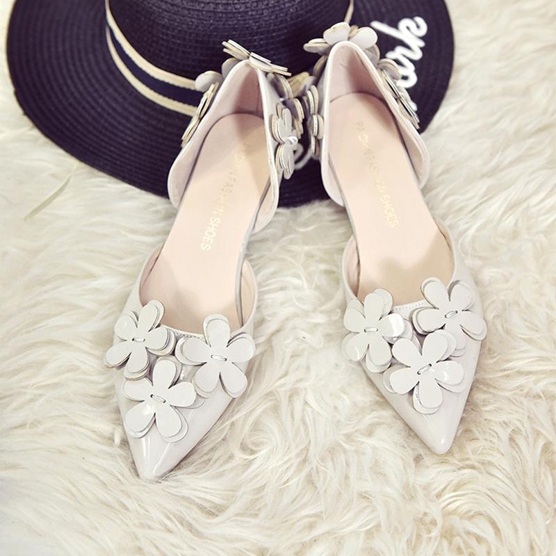 Korean Version  Sweet  Versatile Pointed Toe Single Shoes Women's High Heels 3cm Hollow Flower Low-heeled Small Stiletto Low-heeled Shoes