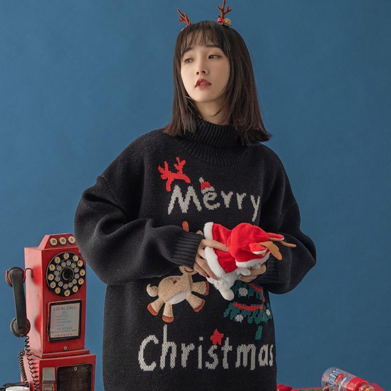 Autumn Winter  Women Fashion Sweater Casual Knitting Sweater Turtleneck  Pullovers Loose Casual Long Sleeve Sweater
