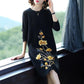Women's Autumn Plus Size Non Plush Bottomed Dress Slim Mid-length Thickened Dress Loose Versatile Printed Warm Dress