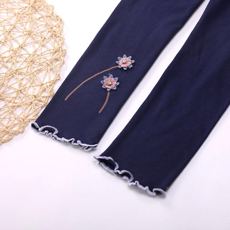 Girls Spring and Autumn Ruffled Leggings Korean Children's Trousers Slim Stretch Pants Casual Pants
