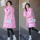 Women's Winter Korean Loose Quilted Coat Warm Stand-collar Down Jacket Women's Glossy Mid-length Down Jacket