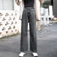 Casual Fashion Wide Leg Denim Jeans Solid Loose High Waist Pants Bleached Trousers
