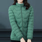 Women Winter Down-filled Coat Solid Color Slim Short Wadded Jacket Large Size Stand Collar Zipper Cotton Coats