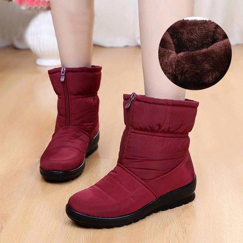 Women Boots Winter Shoes Waterproof Snow Boots Ankle Booties Black Red Warm Non Slip Boots Girls Female Casual Plus Size Boots 35-43