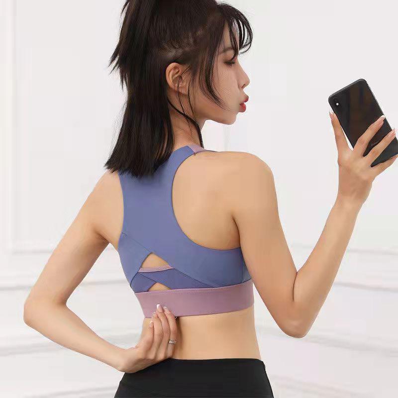Front Zipper Shockproof Running Fitness Bra High-intensity Sports Underwear Vest Cross Beautiful Back Yoga Bra Push Up Bra Top Yoga Tank Tops