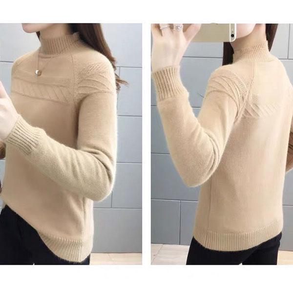 Women's high-necked Sweater Short Loose Thickened Pullover Sweater Fall/Winter Knit Jumper Bottoming Shirt
