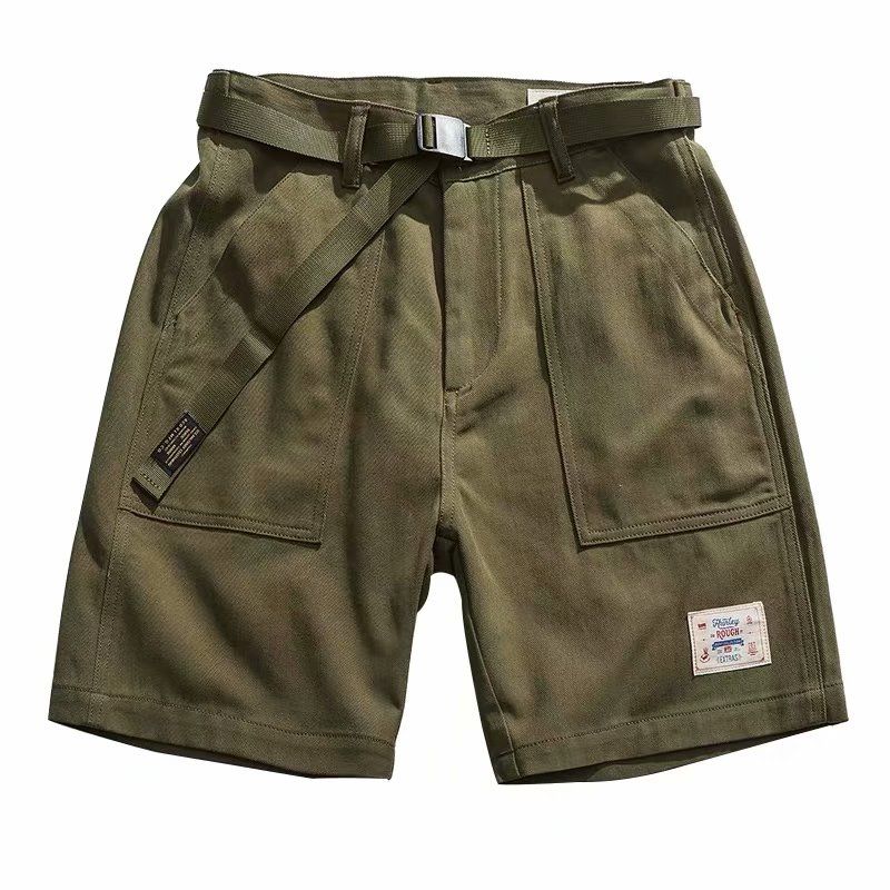Retro Solid Color Overalls Shorts Summer New Style Loose Casual Five-point Pants