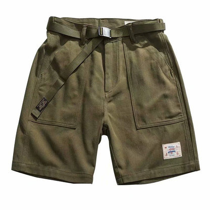 Retro Solid Color Overalls Shorts Summer New Style Loose Casual Five-point Pants