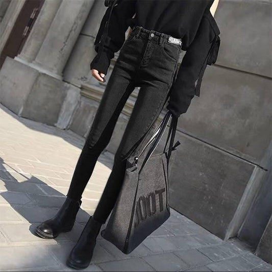 High Waist Jeans Plus Size Women Skinny Velvet Jeans Woman Pencil Pants Casual Stretch Fashion