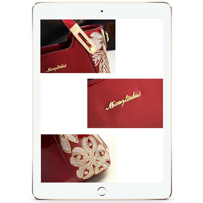 Patent Leather Shoulder Bag Female Evening Party Bag Handbag  Women Sequined Crossbody Tote