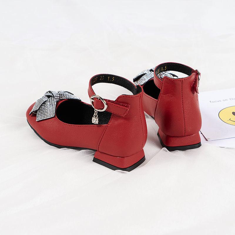 Children's Shoes  Princess Shoes Spring  Summer Girls' Leather Shoes  All-match Elementary School High-heeled Red Performance Shoes