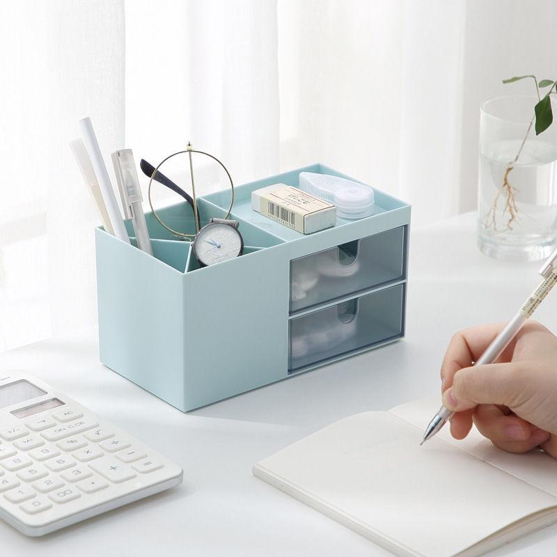 Desktop Storage Storage Box Large Capacity Double Drawer Jewelry Box European Dresser Makeup Hand Jewelry Box Pen Holder
