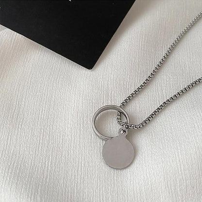 Two Wearing Ring Necklace Hip Hop Couple Simple Personality Pendant Colorless Chain Necklace Personalized Ornaments Pendant Necklaces