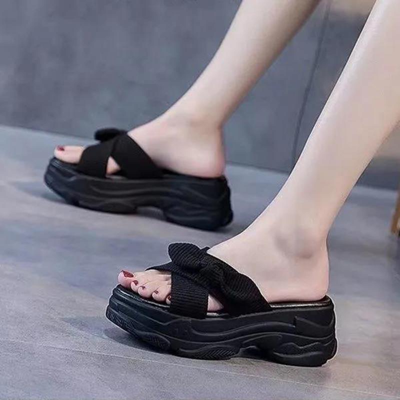 4cm Heightening Sandals and Slippers Women's Summer Outer Wear Ladies Thick Bottom Sponge Cake Temperament Sweet Wind Slippers