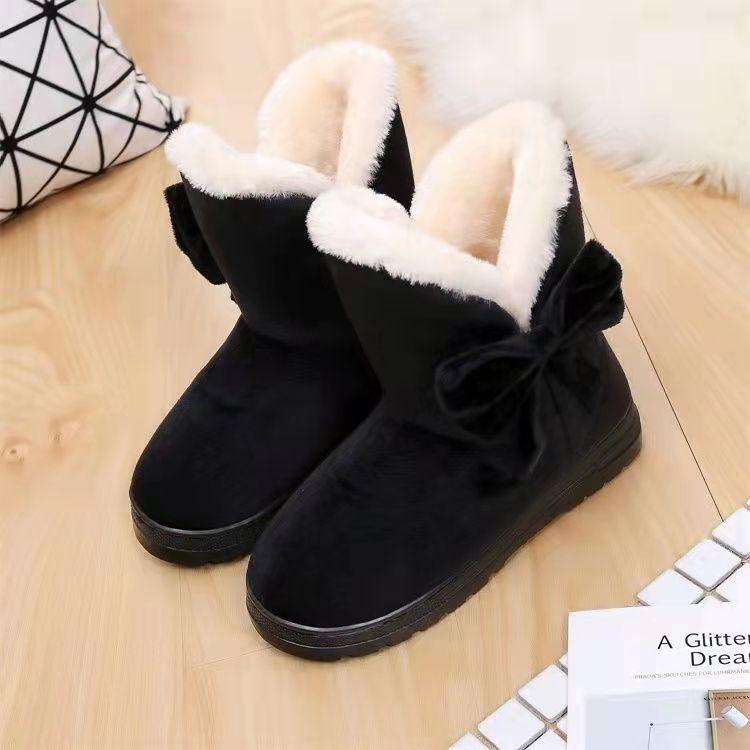 Bowknot Warm Women Flats Snow Boots Autumn Winter Fashion Shoes